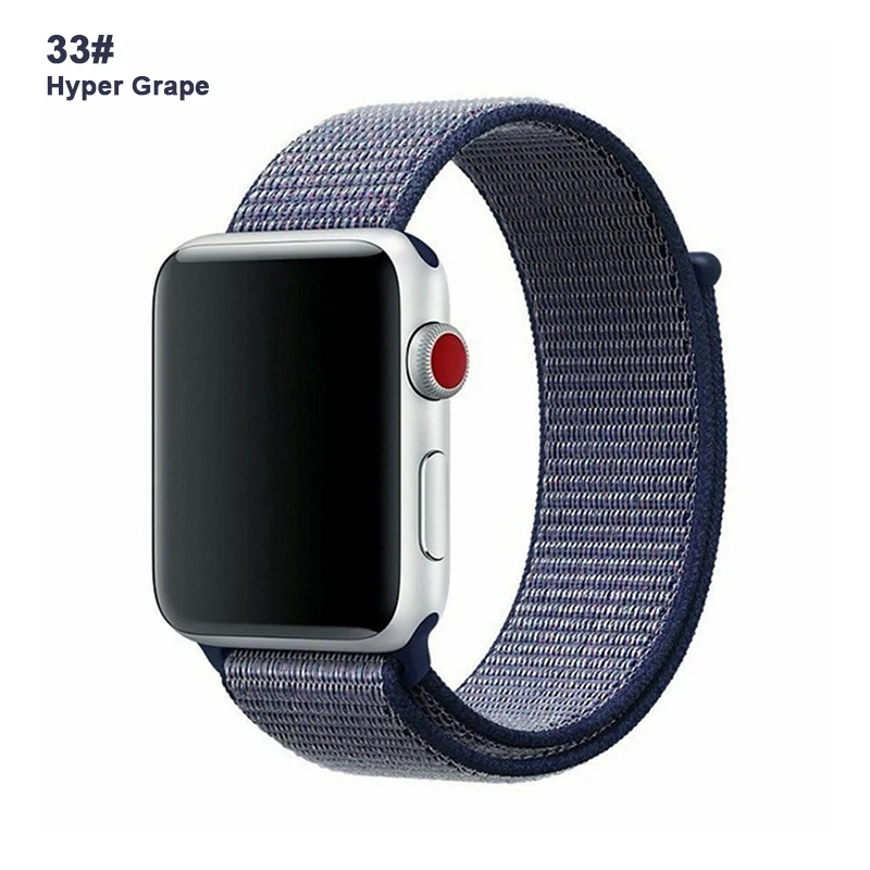 Нейлоновый ремешок для часов Apple Watch Series 4 5 3 2 1 мягкая дышащая Спортивная петля для iWatch 42 мм 44 мм 38 мм 40 мм браслет для часов - Цвет ремешка: 33