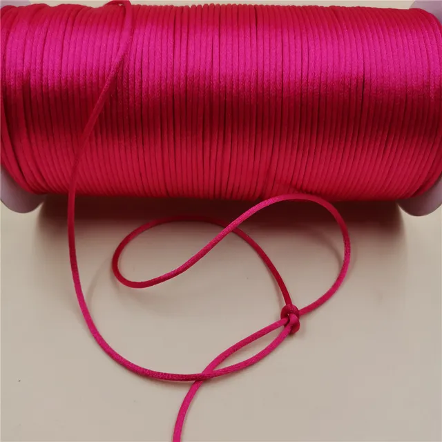 2MM  Chinese Knot Line Cord Silk Satin Nylon Cord 35colors for DIY String Necklace Bracelets 20meters Lot Fuchisa 903