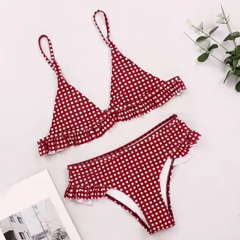 

Tartan Women Sensual Bikini Set 2019 New Push Up Ruffle Beachwear Bikini Sale Womens Hot Suit Swimsuit Swimwear Padded Bath V1L0