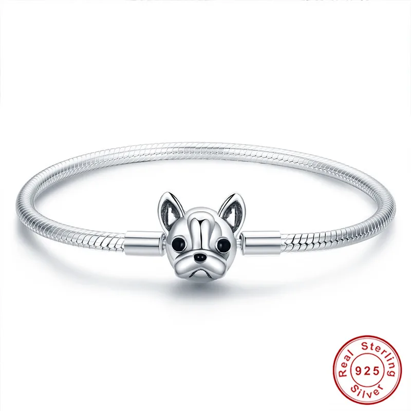 Fit Pan Подвески Серебро 925 CZ Сердце Дерево Луна Шарм браслет S925 Forever Love Собака Сова домашнее животное бусины браслеты для DIY ювелирных изделий - Окраска металла: bas1075