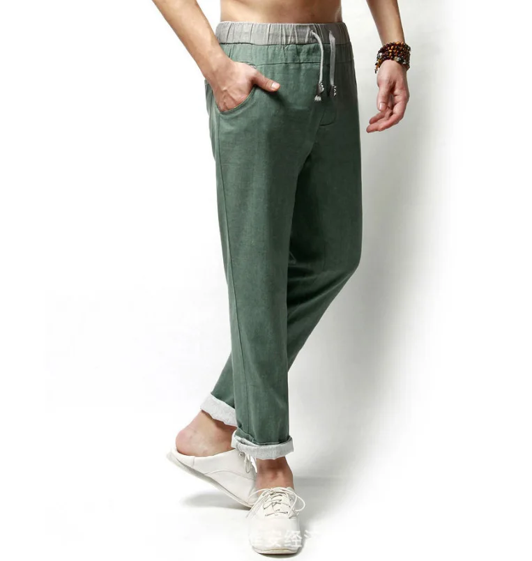 

19 Summer Multi-color Sub-Linen Pant Men's Loose Cotton Linen Pant Thin Large Size Men Casual Linen Pant Casual Pants