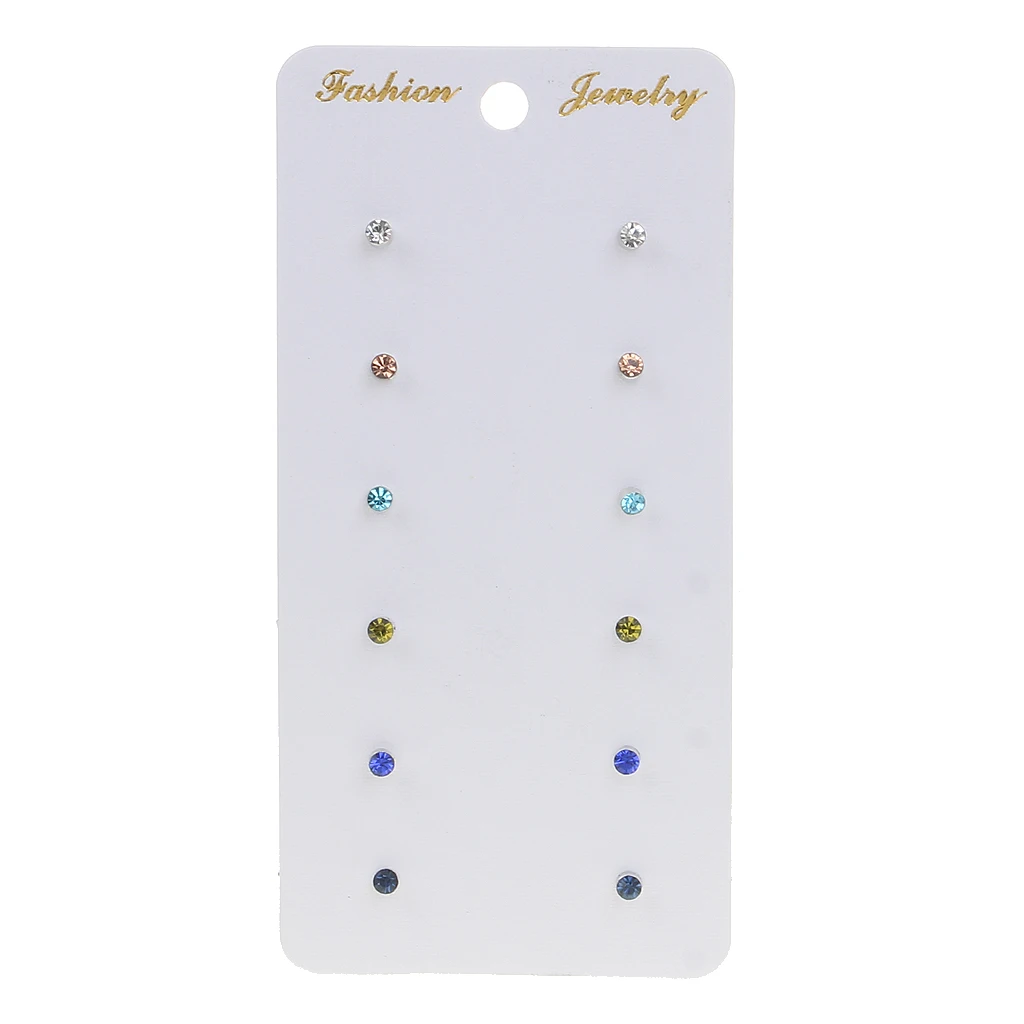 

6 Pairs Birthstone Crystal Pineapple Cat Small Mixed Stud Earrings Set For Women