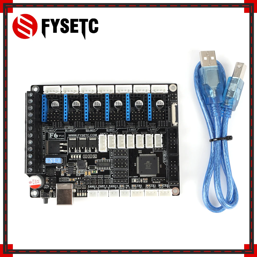 FYSETC F6 V1.4 плата все-в-одном до 6 моторных драйверов для TMC2208 UART Летающий с разъемом XH/MX VS SKR V1.3 S6 для Ender 3