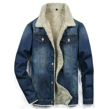 

Winter Men's Jean Jacket Fleece Lined Fashion Casual Denim Warm Coat