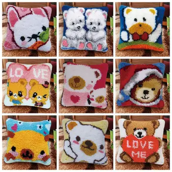 

Prajna Cute Animal Canvas Cushion Latch Hook Carpet Embroidery Foamiran For Needlework Pillow Latch Hook Kits Rug DIY Crocheting