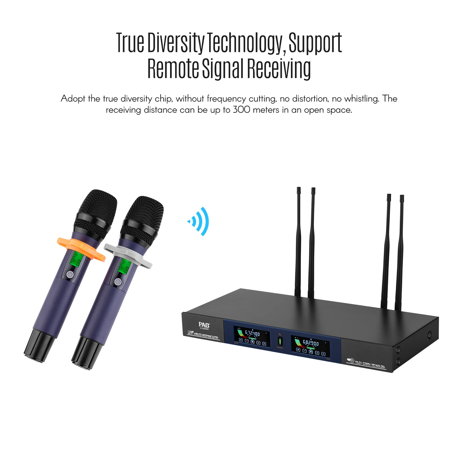 PAB U Q2000 многофункциональная al 100 Channel UHF Беспроводная микрофонная система истинное