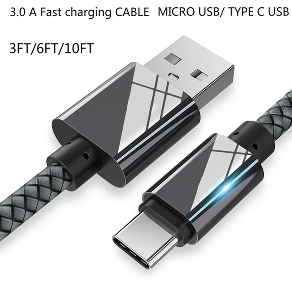

2.4A Fast Charge Cable 1m/2m/3 meter Quick Charge USB Type C Cable Mobile Phone Fast Charging Wire Line 2.4 A USB C Data Cord