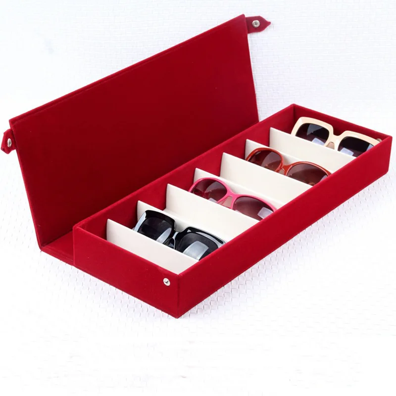 Коробка для хранения косметики очки солнцезащитные очки чехол для хранения дисплей сетка консольная коробка держатель 8 Слот - Цвет: Красный