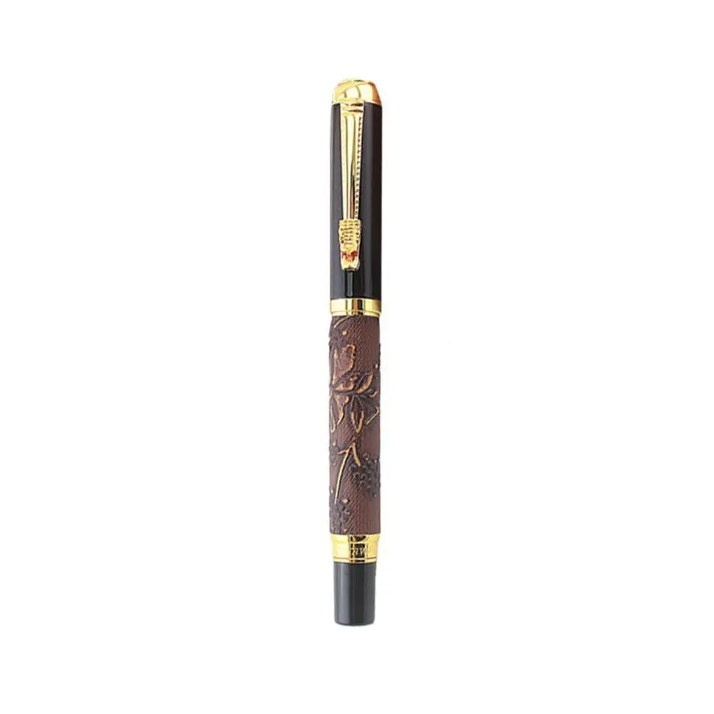 Роскошные подарочные ручки набор Высокое качество Дракон Ручка-роллер с чехол металлические шариковые ручки для Рождественский подарок - Цвет: Brown