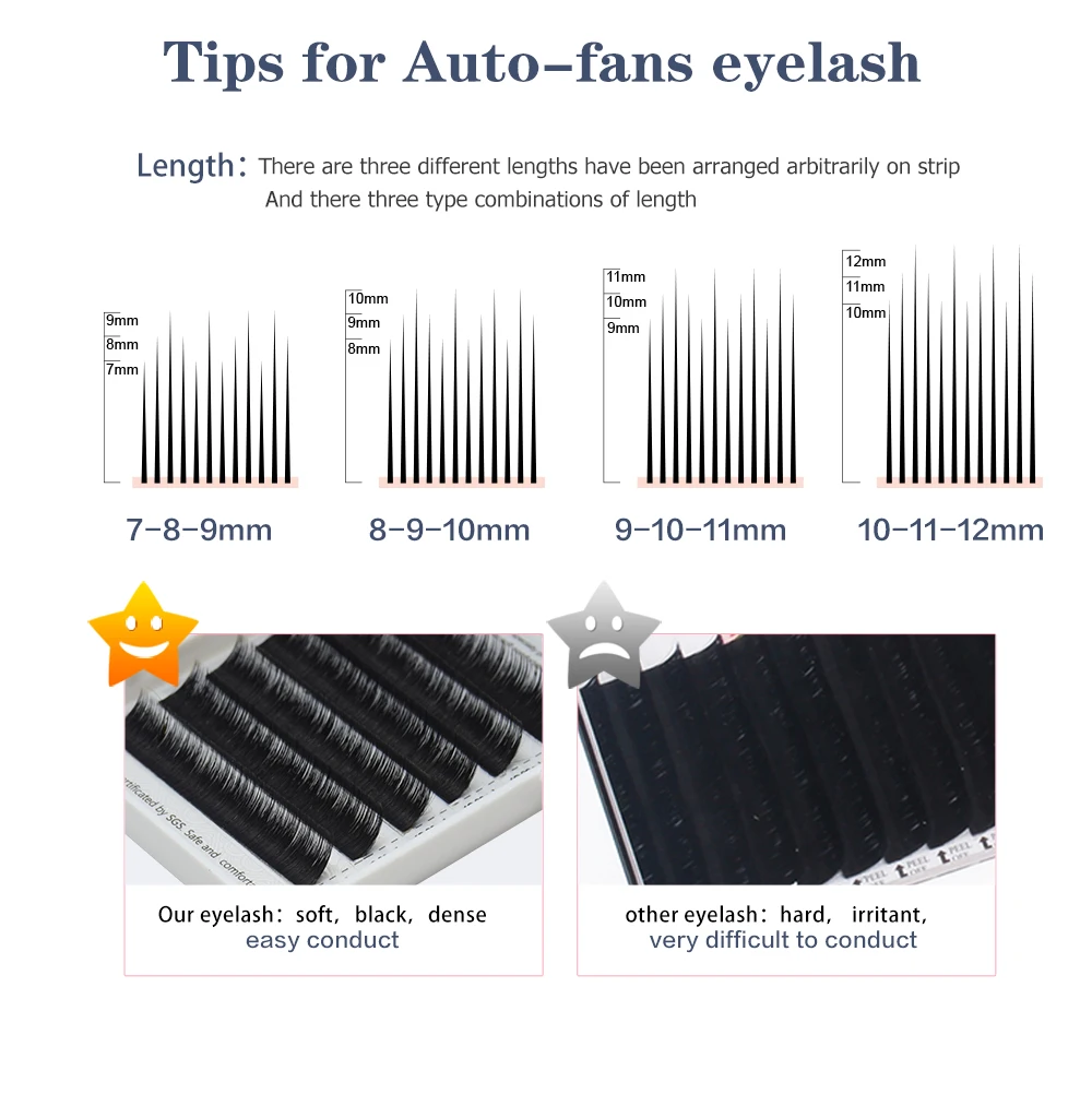 LAGEE легкое наращивание ресниц цветение объем ресниц Быстрый вентилятор ресницы авто вентилятор ресницы 12 строк цветок nagaraku линия