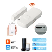 Sensor de alarma de seguridad para puerta y ventana, Detector inalámbrico con interruptor magnético, WIFI, Compatible con Alexa, Google Home, Tuya