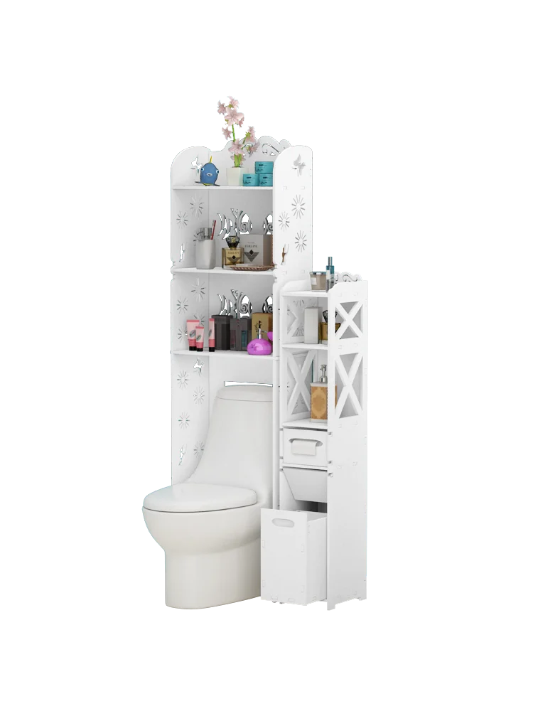 

Creative Toilet Closestool Rack Bathroom Toilet Waterproof Landing Side Cabinet Receptacle Rack Punch-free Storage Cabinet