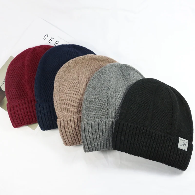Теплые зимние шапки для женщин, Вязанные шерстяные Твист Skullies Beanie, модная однотонная шерстяная шапка Skullies