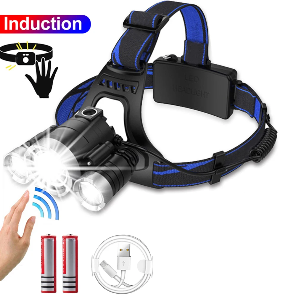 3200LM мощный сенсорный налобный фонарь перезаряжаемый датчик движения тела головной светильник водонепроницаемый светодиодный налобный светильник USB головной Передний фонарь 18650 - Испускаемый цвет: Package B