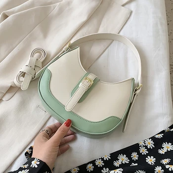 

Hit color PU Leather Small Saddle Bags For Women 2020 Lady Shoulder Crossbody Bag Female Travel Handbags and Purses