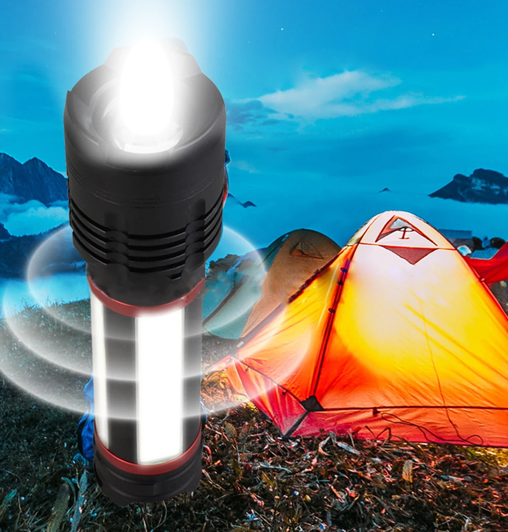 Многофункциональный светодиодный светильник-вспышка XHP70.2+ COB супер яркий тактический фонарь Водонепроницаемый масштабируемый кемпинговый светильник встроенный аккумулятор 5000 мАч
