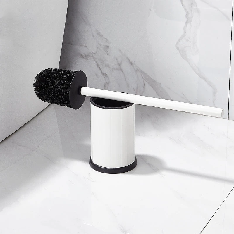 Floor-Standing toilet brush set Matt Black cleaning brush Creative toilet holder White Space Aluminum And ABS