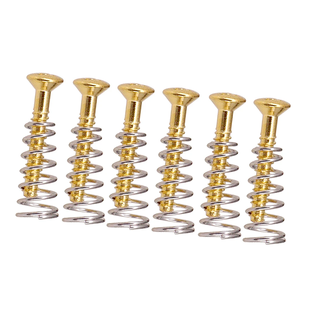 6 Pcs of Set  Pickup Flat Mounting Screws Springs Repair Replacement Parts for Guitar Lovers Gold