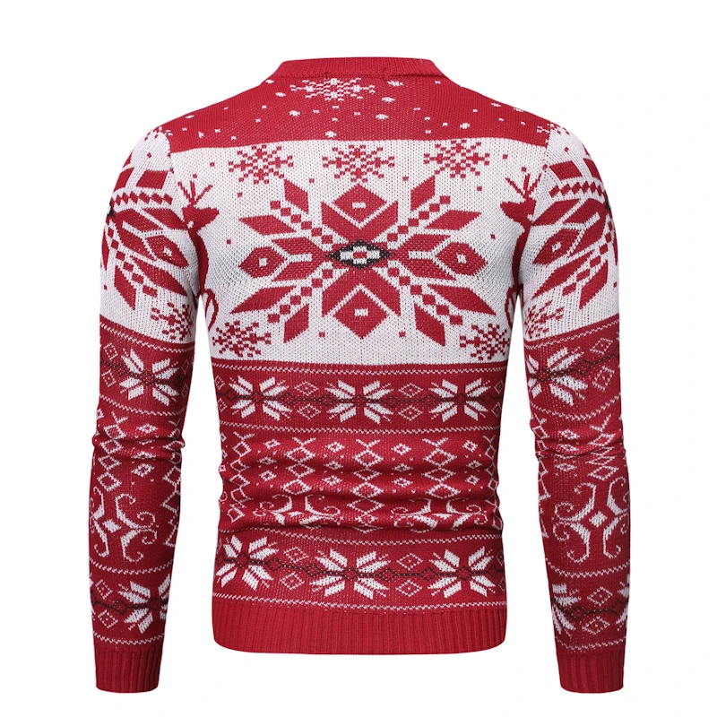 Loldeal Fashion Long-sleeved Sweater Casual Snowflake Batik Round Neck Slim Warm Men Loldeal Fashion Long-sleeved Sweater Casual Snowflake Batik Round Neck Slim Warm Men