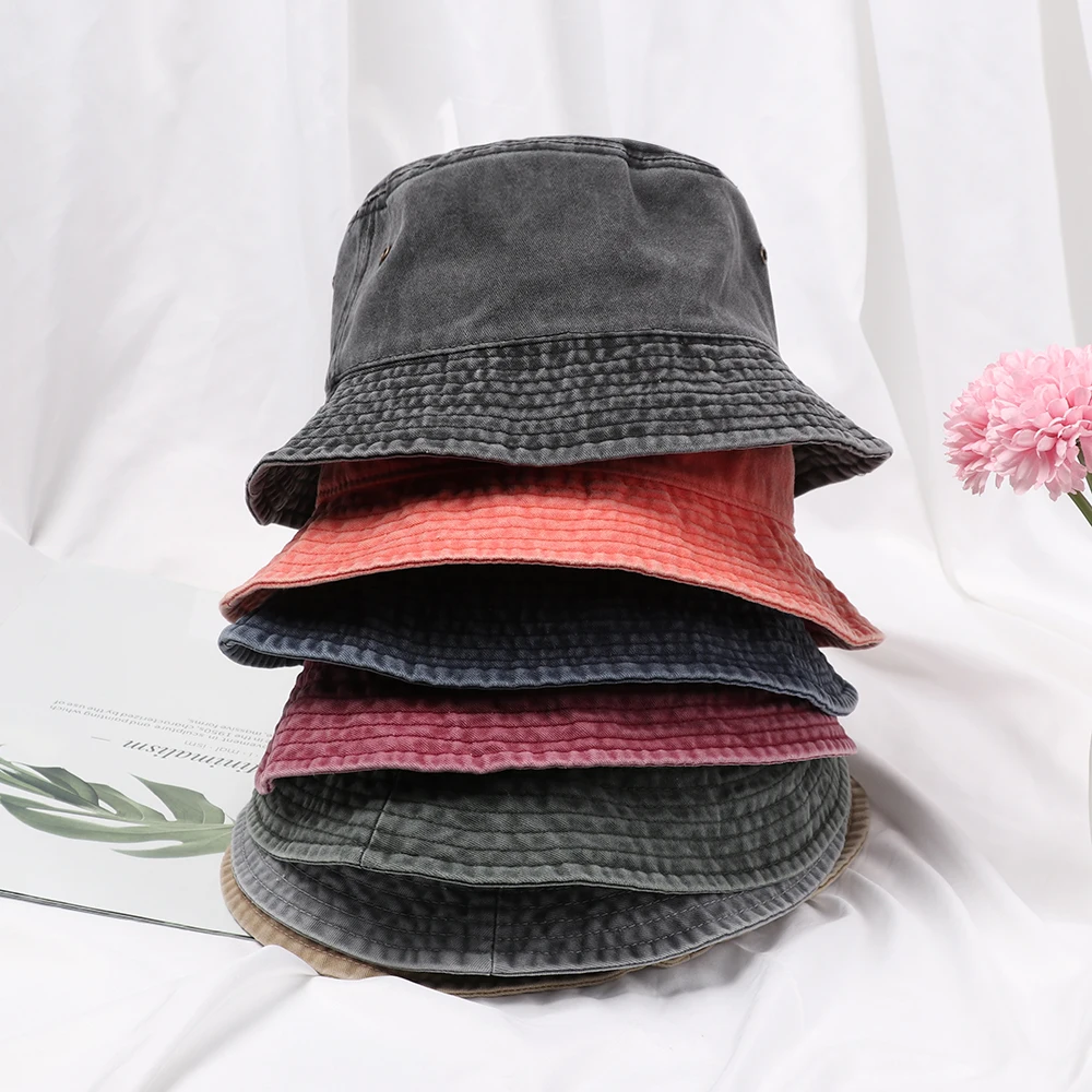 Unisex Denim Washed Retro Bucket Hat Foldable Cotton Fisherman Cap Casual Summer Outdoor Sunscreen Sun Hat Fashion Beach fishing hat
