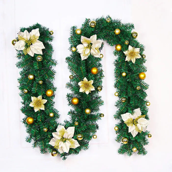 Gold Chiclits 2.7m Artificial Flower Vine Christmas Decor Rattan Home Door Hanging Props Mall Storefront Event Decor Christmas Gifts - Цвет: Gold