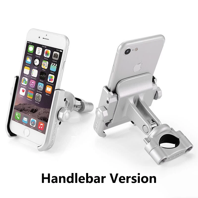 Silver Handlebar Мотоцикл велосипедный держатель для телефона руль зеркало заднего вида держатель аксессуар металлический алюминиевый сплав велосипед Телефон Стенд кронштейн - Цвет: Silver Handlebar
