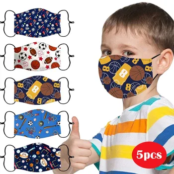 

5pcs Fascia Masques Máscara Per Bambini Regolabile Antivento Riutilizzabile Stampato Viso Maschera Máscarilla Viso Protector
