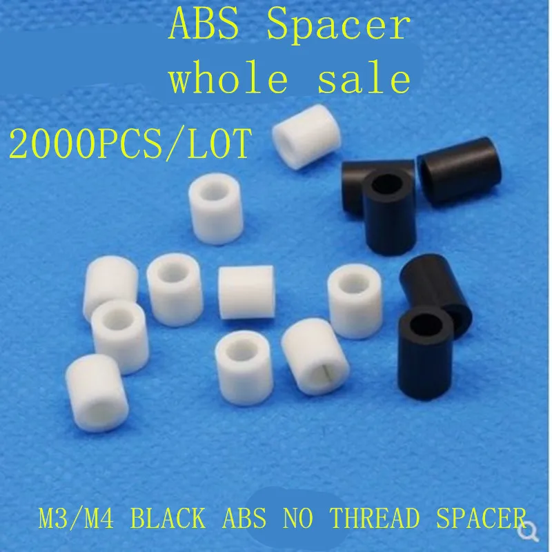 2000 шт оптом M3 M4 белый или черный ABS Rround spacer стойка Белый нейлон нерезьбовая прокладка круглая полая упорная шайба