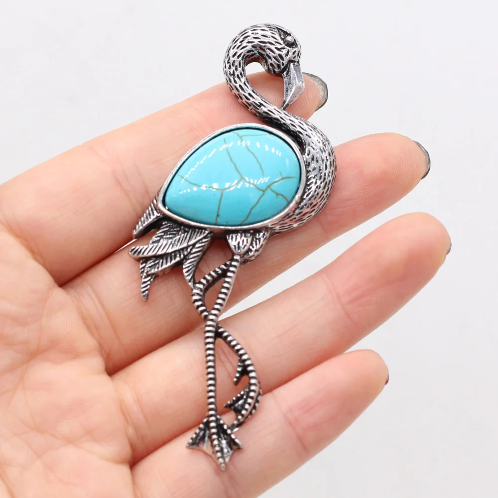 

1pcs Natural Stone Agates Crystal Opal Shell Green Aventurine Brooches Pins Animal Jewelry Women Gift Size 30x80mm