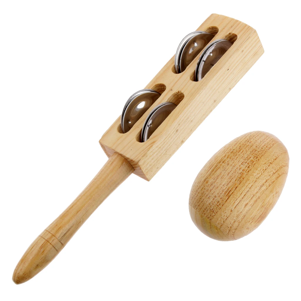 Handcrafted Wooden Egg Shaker Handbells Shaker Bells Children Education Toy
