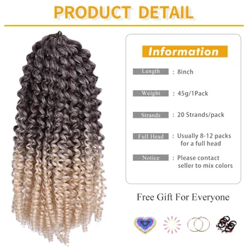 Short Marlybob Crochet Braids Hair Synthetic Ombre Braiding Hair Extensions Small Afro Kinky Curly Twist Braid Hair Annivia - Image 6