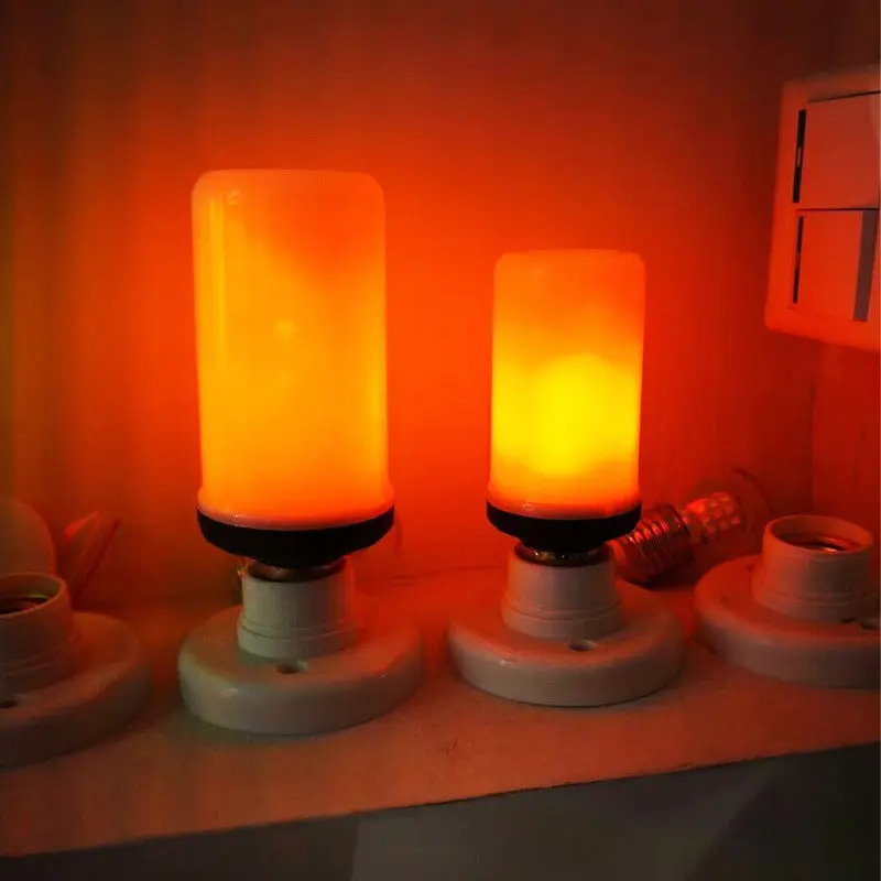 

4 Modes E27/26 LED Flame Effect Fire Light Bulb Flickering Lamp Christmas Decor Glow Party Supplies
