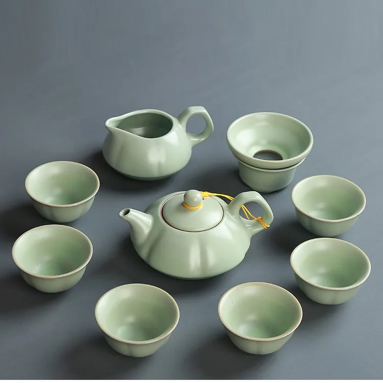 Description Picture 3 of itemLarge Ru Kiln Ceramic Kung Fu Tea Set Teaware Teapot Tea Cup Gaiwan Tea Infuser Tea Strainer Tea Pot and Cup Set Teacups Tea Sea