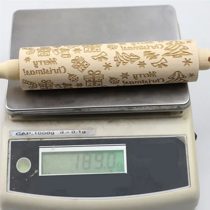 3D Christmas Embossing Rolling Pin Moose Snowflake Pattern Bake Cookie Biscuit Engraved Roller for Home DIY Bakery Cake Shop