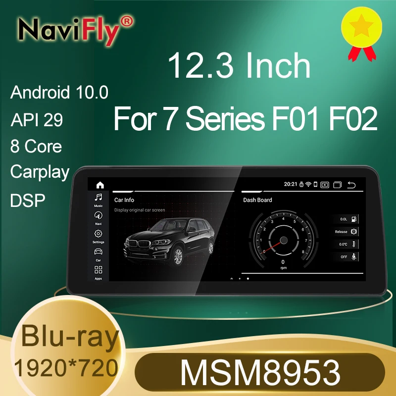 NaviFly синий антибликовый экран Android 10 0 Carplay + Автомобильный мультимедийный плеер