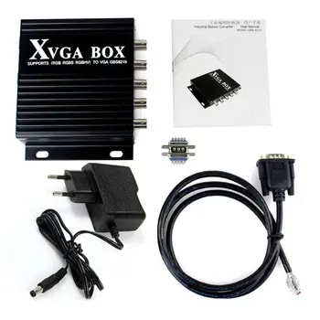 

XVGA Box RGB RGBS RGBHV MDA CGA EGA to VGA Industrial Monitor Video Converter with US Plug Power Adapter Black