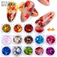 14 Коробка разноцветная танцевальная узор в виде кленового листа блеск для ногтей расшитый пайетками комплект набор позолоченных ювелирных изделий хлопья для Гель-лак зимний стикер украшения ваших ноготков, CH1528-1