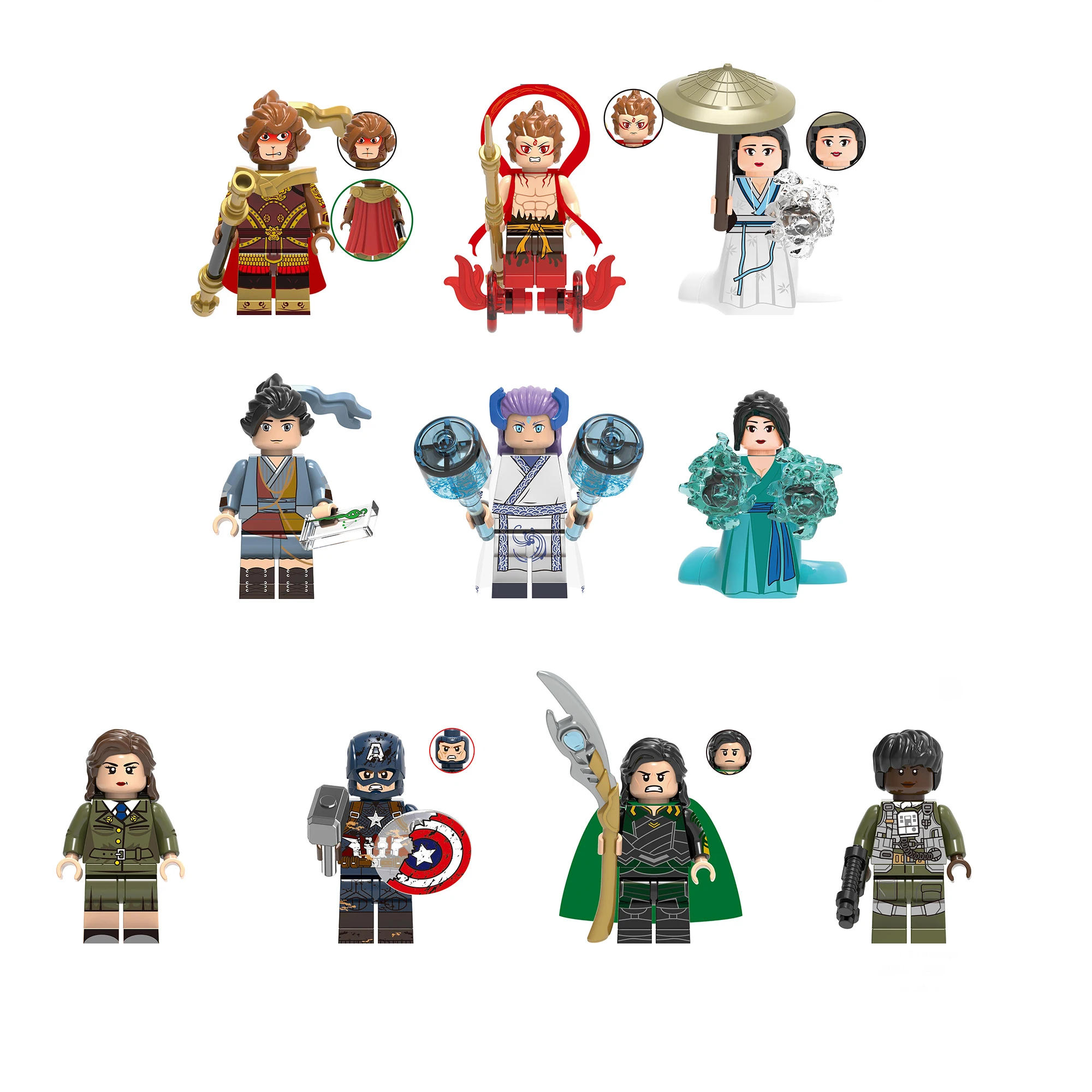 

Super Heroes Single Sale Building Block Figures LOKI NAZHA GREEN SNAKE Bricks Toys for Children Compatible with LEgOINGs