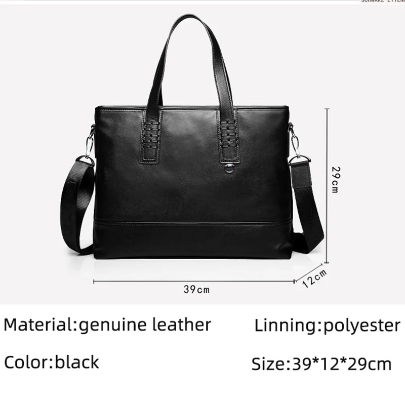 2023 New Men's Briefcase Genuine Leather Male Bags High Quality Fashion Laptop Briefcase Bag Large Shoulder Bag For Men Totes 6
