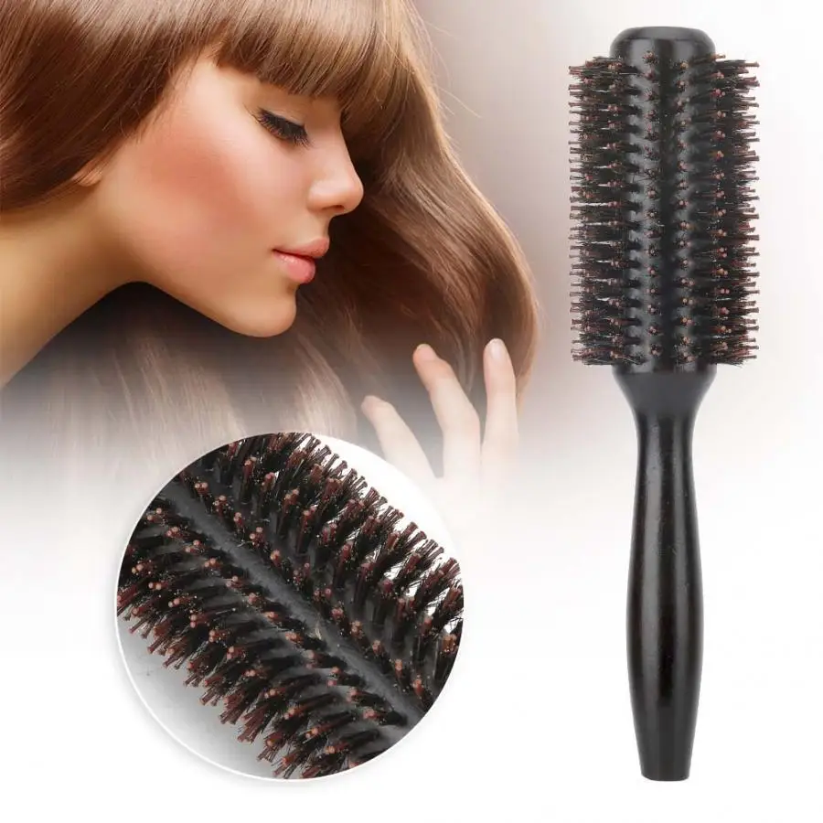 

New Solid Wood Tube Hair Round Brush Comb Heat Resistant Anti-Static Hairdressing Hair Styling Curling Comb For Hairdresser l