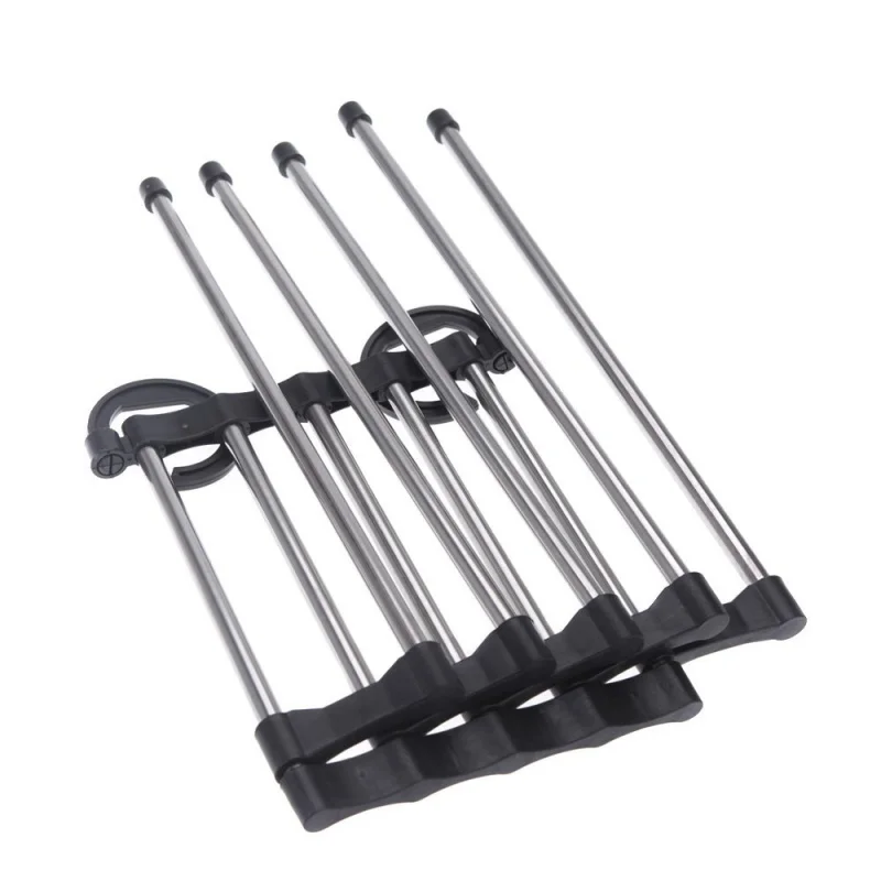 

5 in 1 Portable Multifunctional Stainless Steel Pants Trousers Rack Closet Hanger Black & silver