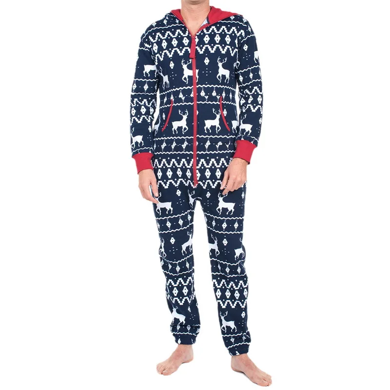 Buy Unisex Sets Male Women Plus Size Sets New Family Fitted Christmas Pajamas Sets Holiday Costume Deer Hooded Zipper Pajamas Set