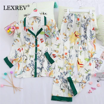 

Satin Silk Pajamas for Women's Set Pyjamas Button Pigiama Donna Pjs Winter Mujer Pijama Sleepwear Nightwear Pizama Damska 2Pcs