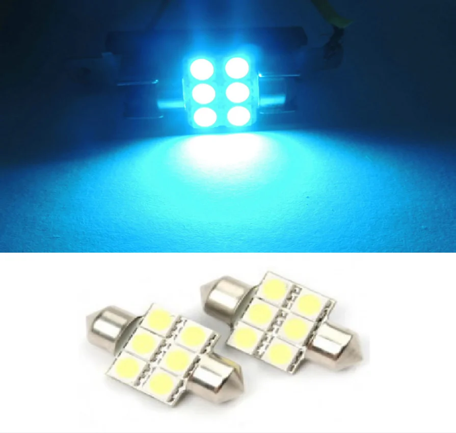 2 шт. Ice Blue 6SMD 1,2" 31 мм DE3175 DE3022 Светодиодный лампочки для салона автомобиля модификация автомобиля аксессуары для автомобиля