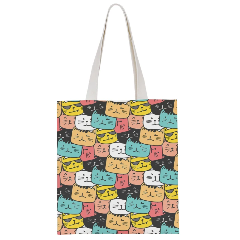 New Fashion Ladies Canvas Shoulder Bag Cute Animal Pink Sweet Girl Handbag Casual Harajuku Light Storage Bag Funny Shopping Bag