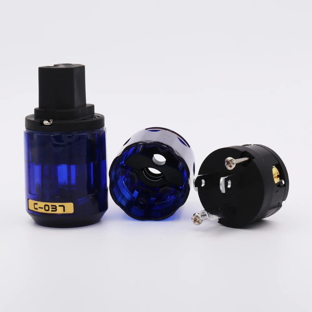 one pair Hifi audio P-037 Platinum Plated US Power plug + C-037 IEC Connecter DIY Power Cable