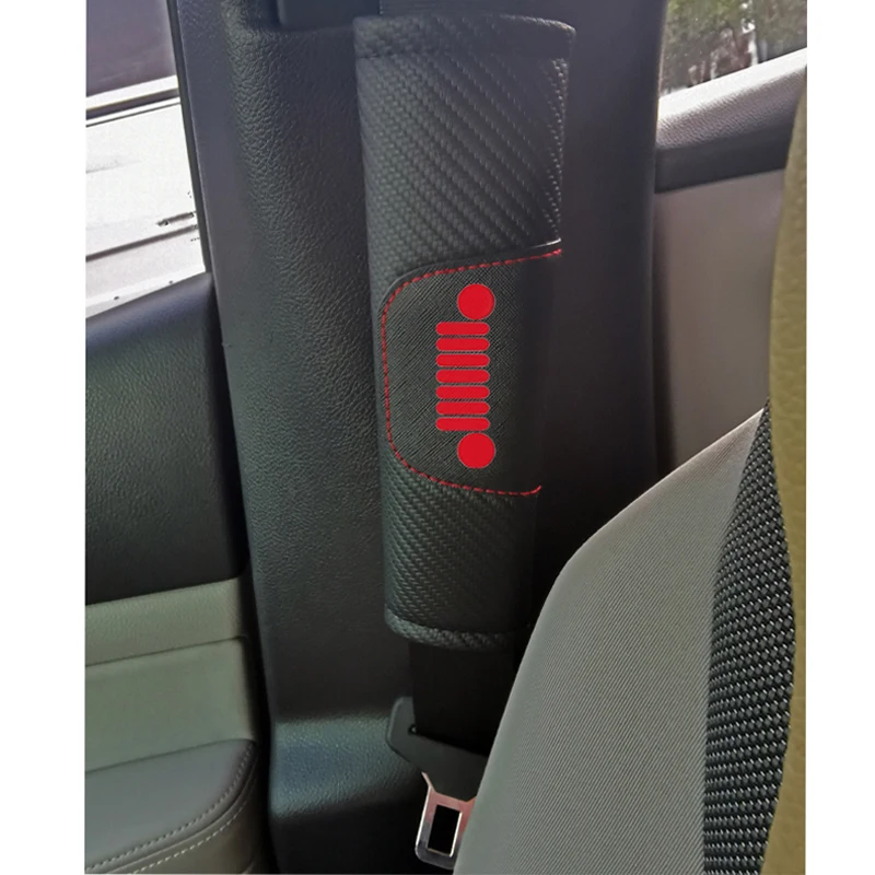 ZXKQ 2Pcs Car Seat Belt Cover Pad Carbon Fiber With Brand Logo Car Seat Belt Shoulder Pad Interior Accessories for Peugeot 308