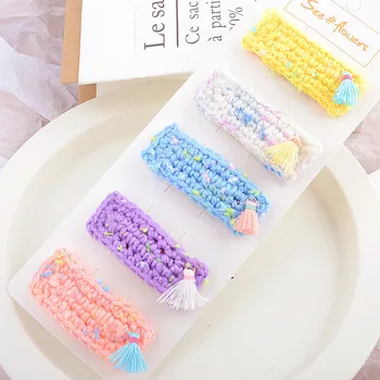 

1PC Handmade Briaded Colored Wool Hairpin Geometric Women Hair Clips Hair Accessories for Girls Korea BB Clips Drop Shipping