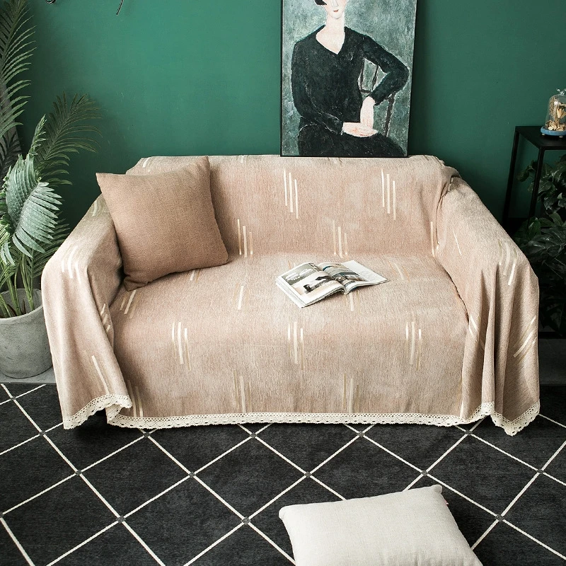 Утолщенное покрывало из синели полотенце для дивана нескользящее эластичное