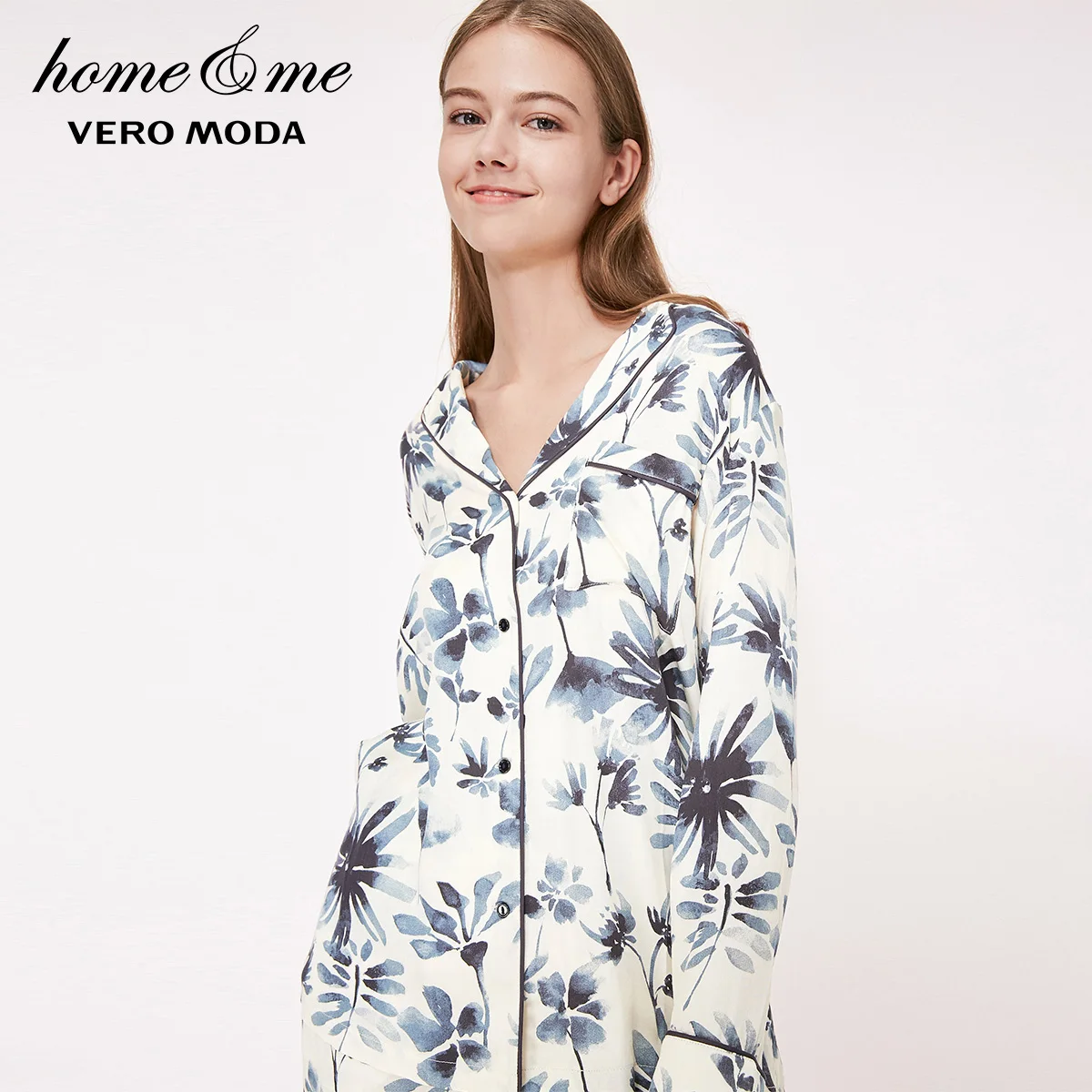 Vero Moda новые женские топы с чернильным принтом и отложным воротником
